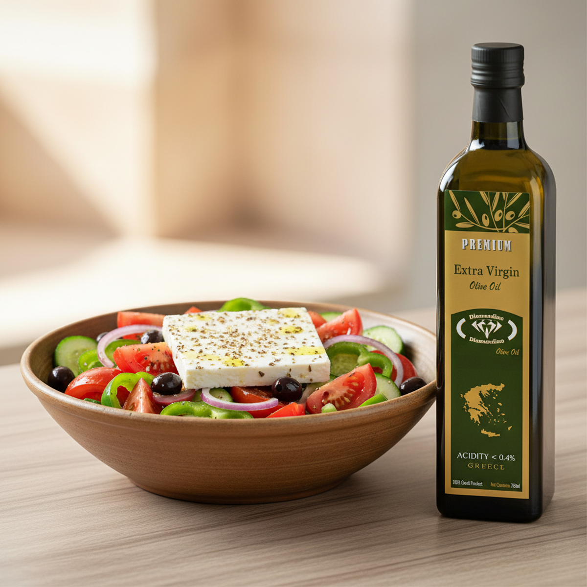 Greek salad with olive oil